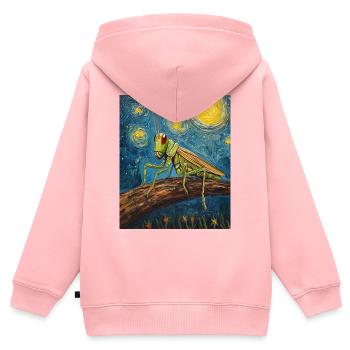 Heuschrecke Heuschrecke Van Gogh Style - Kinder Premium Organic Zip Hoodie - Rosa - Hinten - AI Model Kid Female (0cm)
