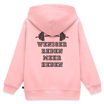 GYMNASE : Concentration et puissance - Sweat Premium à capuche zippé enfant bio - rose - Dos - AI Model Kid Female (0cm)