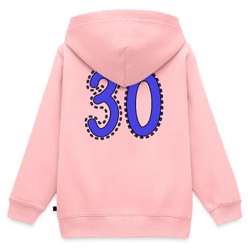 30. 30 ANS. 30e ANNIVERSAIRE. ANNIVERSAIRE 30 ANS. - Sweat Premium à capuche zippé enfant bio - rose - Dos - AI Model Kid Female (0cm)