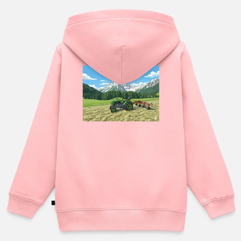 15er Steyr - Sweat Premium à capuche zippé enfant bio - rose