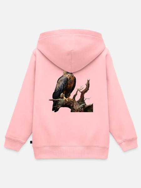 Kaiseradler auf moosigem Ast - Kinder Premium Organic Zip Hoodie - Rosa