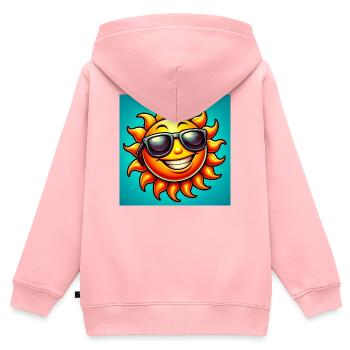 Sonne - Kinder Premium Organic Zip Hoodie - Rosa - Hinten - AI Model Kid Female (0cm)