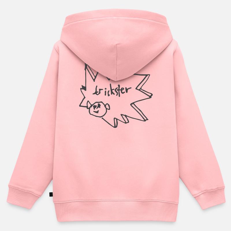 Trickster Burst Illustration - Sweat Premium à capuche zippé enfant bio - rose