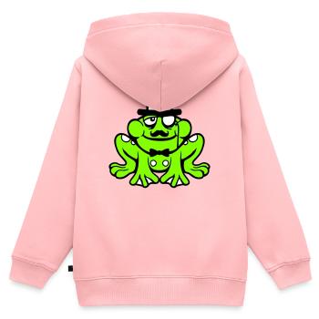 Mr Frosch Sir Herr reich Monokel Brille Zylinder - Kinder Premium Organic Zip Hoodie - Rosa - Hinten - AI Model Kid Female (0cm)