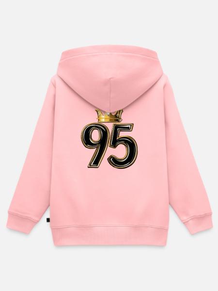 95 Zahl Krone - Kinder Premium Organic Zip Hoodie - Rosa