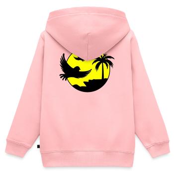 Paradise Insel Birds - Kinder Premium Organic Zip Hoodie - Rosa - Hinten - AI Model Kid Female (0cm)