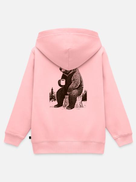 Müder Kaffee Bär - Kinder Premium Organic Zip Hoodie - Rosa