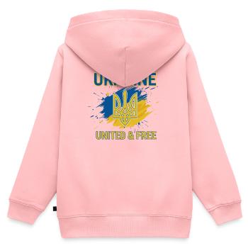 L’unité et la liberté de l’Ukraine - Sweat Premium à capuche zippé enfant bio - rose - Dos - AI Model Kid Female (0cm)