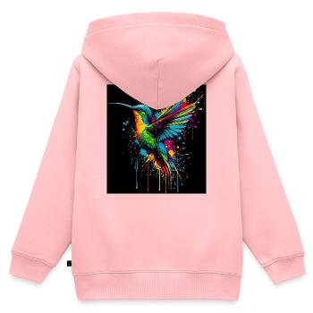 Kolibri - Kinder Premium Organic Zip Hoodie - Rosa - Hinten - AI Model Kid Female (0cm)