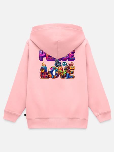 Peace & Love - Kinder Premium Organic Zip Hoodie - Rosa