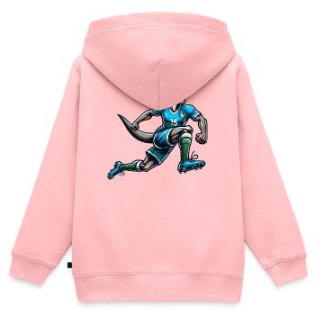 Football Kangaroo Striker Number 15 Team Australia - Kids Premium Organic Zip-up Hoodie - rose - Back - AI Model Kid Female (0cm)