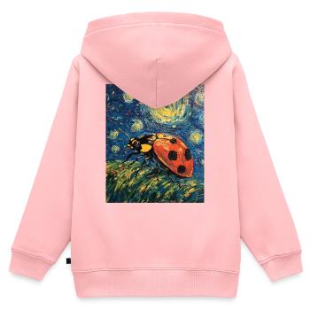 Marienkäfer Van Gogh Style Starry Night - Kinder Premium Organic Zip Hoodie - Rosa - Hinten - AI Model Kid Female (0cm)