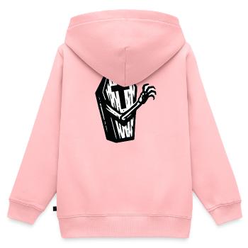 Halloween Sarg | Kreuzsarg mit Knochenhand - Kinder Premium Organic Zip Hoodie - Rosa - Hinten - AI Model Kid Female (0cm)