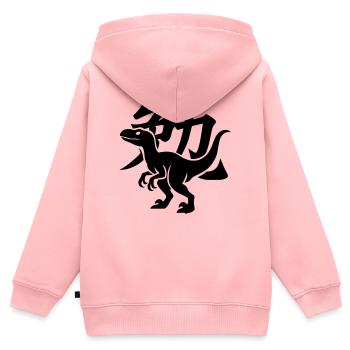 Raptor Kanji Ben - Sweat Premium à capuche zippé enfant bio - rose - Dos - AI Model Kid Female (0cm)
