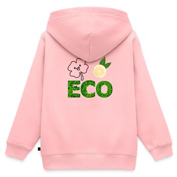 Öko Blatt Buchstaben mit Zitronenscheibe - Kinder Premium Organic Zip Hoodie - Rosa - Hinten - AI Model Kid Female (0cm)