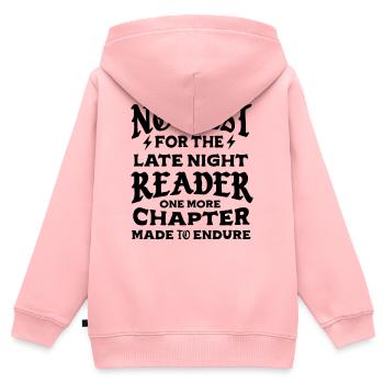 Keine Pause für den Late-Night-Leser - Kinder Premium Organic Zip Hoodie - Rosa - Hinten - AI Model Kid Female (0cm)
