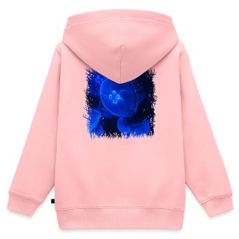 Quallen im blauen Tiefseelicht - Kinder Premium Organic Zip Hoodie - Rosa - Hinten - AI Model Kid Female (0cm)