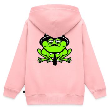 Frosch Sir Herr reich Gangster Brille Hut Krawatte - Kinder Premium Organic Zip Hoodie - Rosa - Hinten - AI Model Kid Female (0cm)