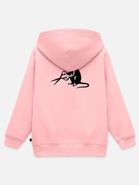 Affe mit Schere Silhouette - Kinder Premium Organic Zip Hoodie - Rosa