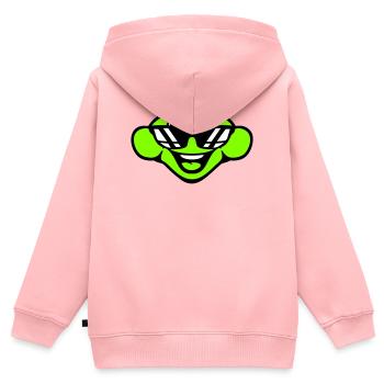 Frosch Kröte cool Sonnenbrille lacht glücklich süß - Kinder Premium Organic Zip Hoodie - Rosa - Hinten - AI Model Kid Female (0cm)
