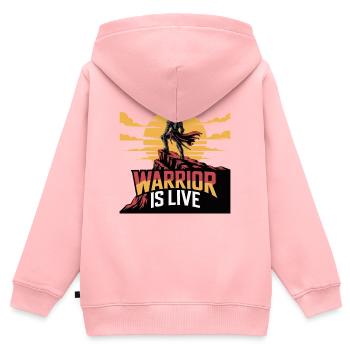 Guerrier sur la falaise coucher de soleil - Sweat Premium à capuche zippé enfant bio - rose - Dos - AI Model Kid Female (0cm)