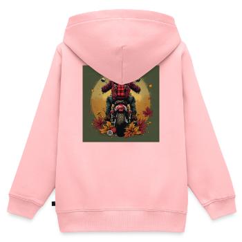 Gingham Backpack + Bike Gear - Kinder Premium Organic Zip Hoodie - Rosa - Hinten - AI Model Kid Female (0cm)