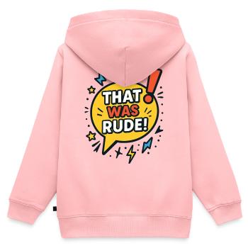 That was rude! - Kids Premium Organic Zip-up Hoodie - rose - Back - AI Model Kid Female (0cm)