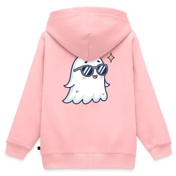 Schickes Gespenst mit Brille - Kinder Premium Organic Zip Hoodie - Rosa - Hinten - AI Model Kid Female (0cm)