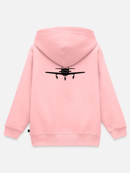Frontale Flugzeug Silhouette - Kinder Premium Organic Zip Hoodie - Rosa