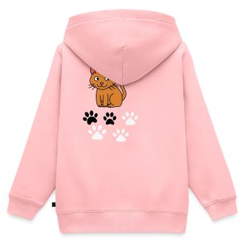 Neugierige Katzen- und Pfotenabdrücke - Kinder Premium Organic Zip Hoodie - Rosa - Hinten - AI Model Kid Female (0cm)