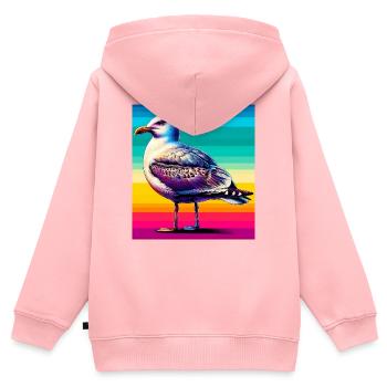 mouette - Sweat Premium à capuche zippé enfant bio - rose - Dos - AI Model Kid Female (0cm)