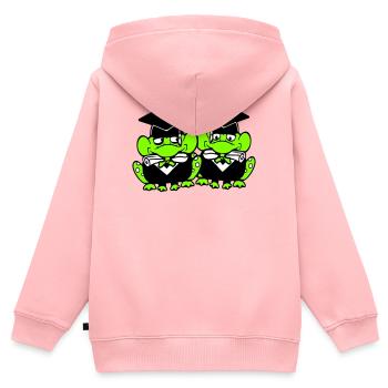 2 Frösche Schulabschluss Abitur bestanden College - Kinder Premium Organic Zip Hoodie - Rosa - Hinten - AI Model Kid Female (0cm)