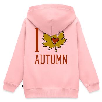 Herbstblatt Herzmotiv - Kinder Premium Organic Zip Hoodie - Rosa - Hinten - AI Model Kid Female (0cm)