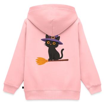 Hexe auf Besen - Kinder Premium Organic Zip Hoodie - Rosa - Hinten - AI Model Kid Female (0cm)