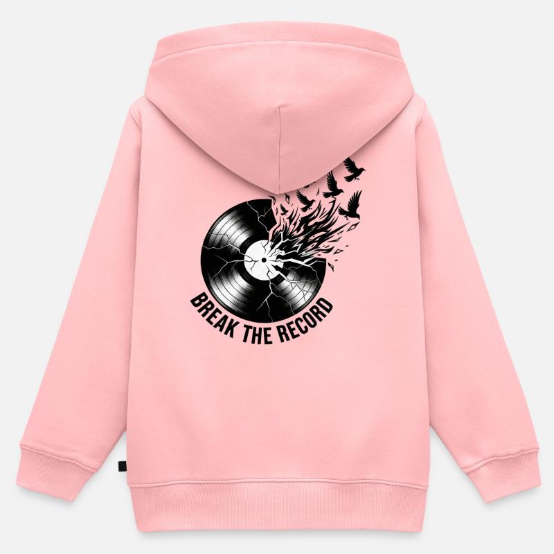 Break_the_Record - Sweat Premium à capuche zippé enfant bio - rose