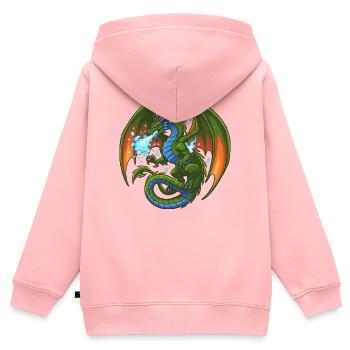 Blaugrüner Drache Eisspucker - Kinder Premium Organic Zip Hoodie - Rosa - Hinten - AI Model Kid Female (0cm)