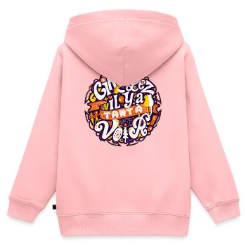 Bewegen Sie sich, es gibt so viel zu sehen! - Kinder Premium Organic Zip Hoodie - Rosa - Hinten - AI Model Kid Female (0cm)