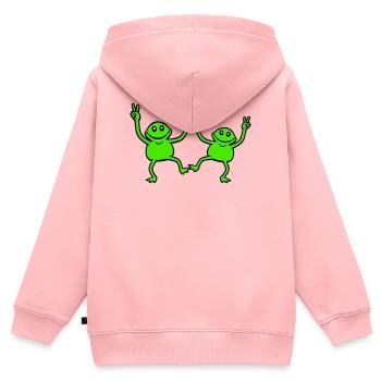 2 Frösche tanzen Peace Zeichen Victory Hand Team - Kinder Premium Organic Zip Hoodie - Rosa - Hinten - AI Model Kid Female (0cm)