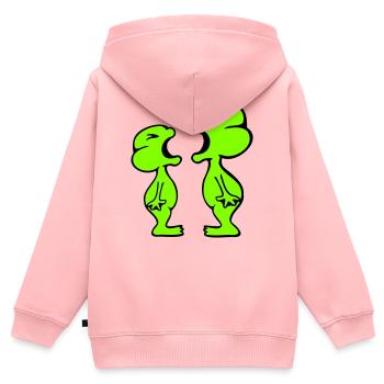 2 Frösche schreien sich wütend an lustig streiten - Kinder Premium Organic Zip Hoodie - Rosa - Hinten - AI Model Kid Female (0cm)