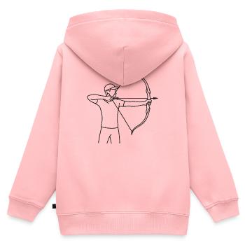 Bogenschütze Skizze – minimalistisches Sport Motiv - Kinder Premium Organic Zip Hoodie - Rosa - Hinten - AI Model Kid Female (0cm)