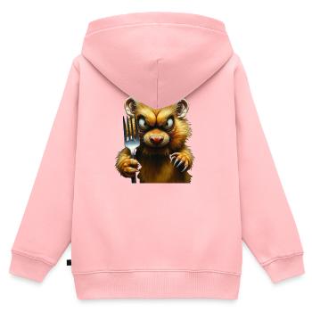 Horror-Hamster mit Gabel - Kinder Premium Organic Zip Hoodie - Rosa - Hinten - AI Model Kid Female (0cm)