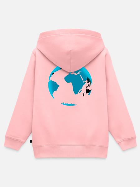 Blauer Globus Neon Schwarz - Kinder Premium Organic Zip Hoodie - Rosa