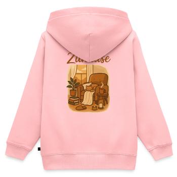 Zuhause Gemütliches Wohnzimmer - Kinder Premium Organic Zip Hoodie - Rosa - Hinten - AI Model Kid Female (0cm)