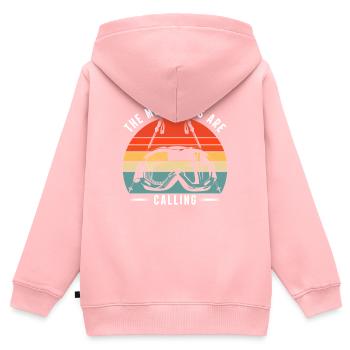 Die Berge rufen nach Vintage-Trek - Kinder Premium Organic Zip Hoodie - Rosa - Hinten - AI Model Kid Female (0cm)