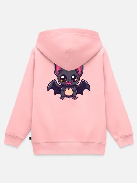 Fledermaus Halloween Lustig Comic - Kinder Premium Organic Zip Hoodie - Rosa