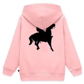 Cowboy - Kinder Premium Organic Zip Hoodie - Rosa - Hinten - AI Model Kid Female (0cm)