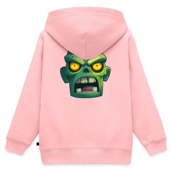 zombie pour la soirée de Halloween - Sweat Premium à capuche zippé enfant bio - rose - Dos - AI Model Kid Female (0cm)