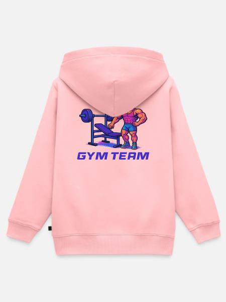 Bodybuilder Gym Comic - Kinder Premium Organic Zip Hoodie - Rosa