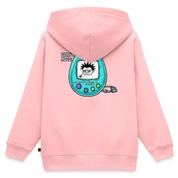 Batterie faible - Sweat Premium à capuche zippé enfant bio - rose - Dos - AI Model Kid Female (0cm)