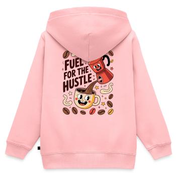 Carburant pour la diligence et la concentration - Sweat Premium à capuche zippé enfant bio - rose - Dos - AI Model Kid Female (0cm)